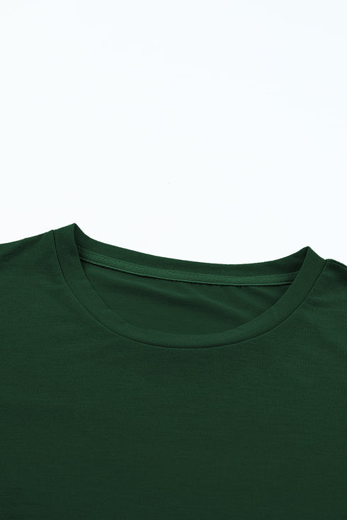 Soft Stretch Solid Crew Neck Rolled Cuff Relaxed Tee